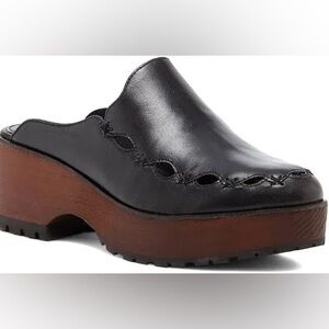 Kelsi Dagger Wells Wood Clog Black Leather - Almost New!